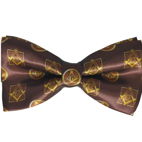 Freemason bowtie , Brown Masonic lodge bow tie, Brown, Blu house Masonic bow tie - Picture 1 of 1